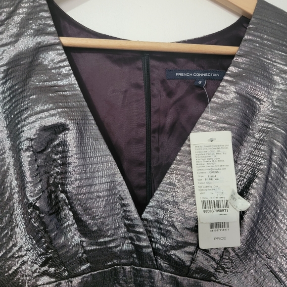 NWT French Connection Silver Party Dress size 8 - Picture 6 of 8